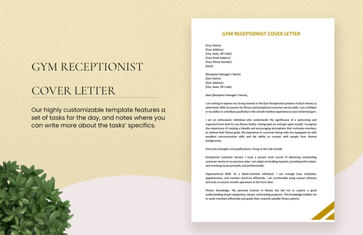 Gym Receptionist Cover Letter