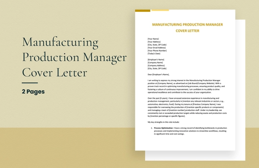 Manufacturing Production Manager Cover Letter