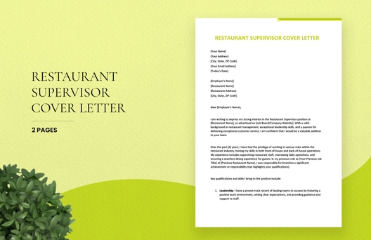 Restaurant Supervisor Cover Letter