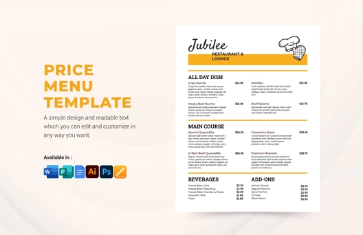 Price Menu Template