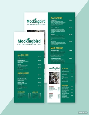 Modern Price Menu Template