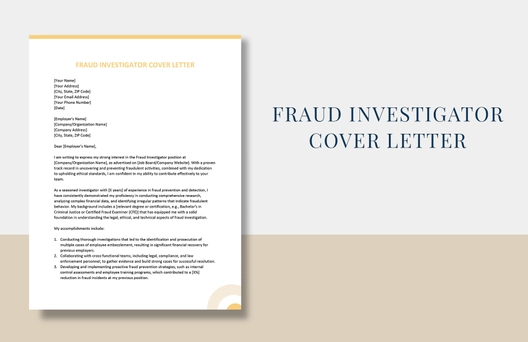 Fraud Investigator Cover Letter