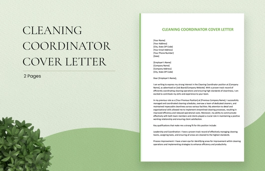 Cleaning Coordinator Cover Letter