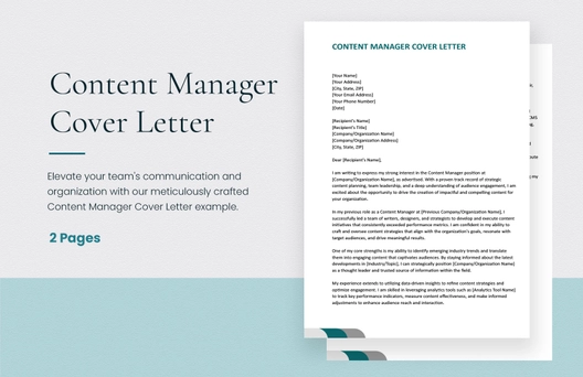 Content Manager Cover Letter