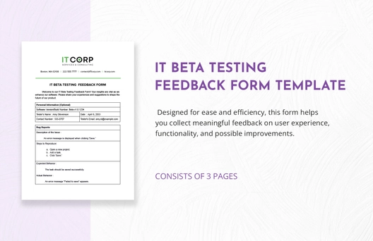 IT Beta Testing Feedback Form Template