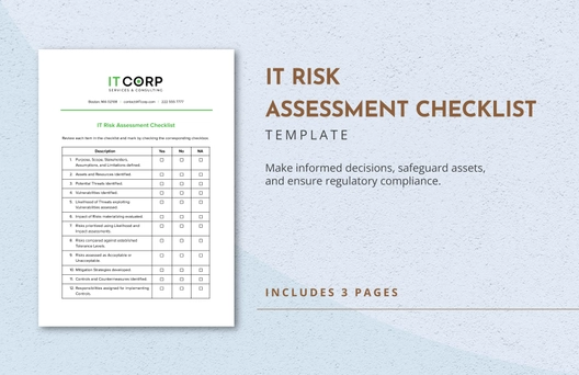 IT Risk Assessment Checklist Template