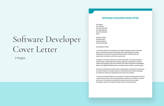 Software Developer Cover Letter