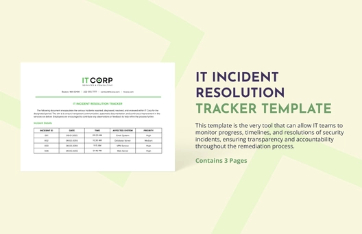 IT Incident Resolution Tracker Template