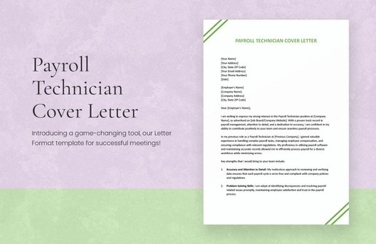 Payroll Technician Cover Letter