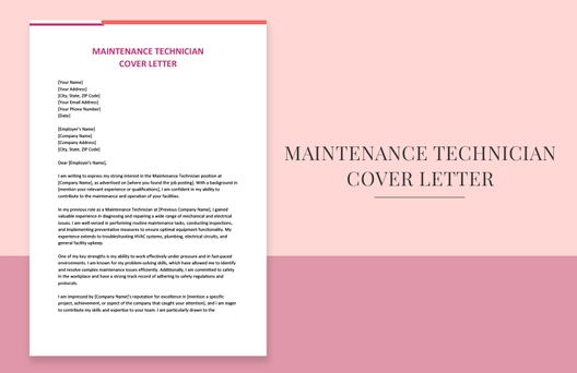 Maintenance Technician Cover Letter