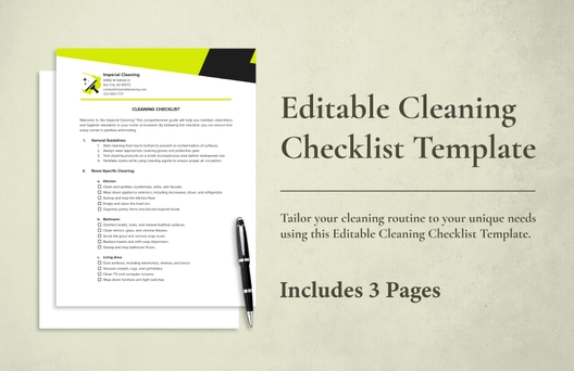 Editable Cleaning Checklist Template