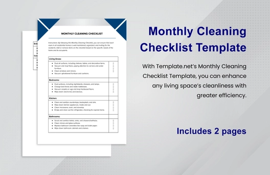 Monthly Cleaning Checklist Template