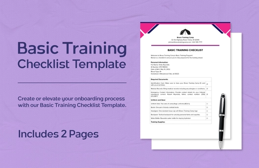 Basic Training Checklist Template
