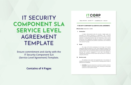 IT Security Component SLA (Service Level Agreement) Template
