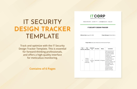 IT Security Design Tracker Template