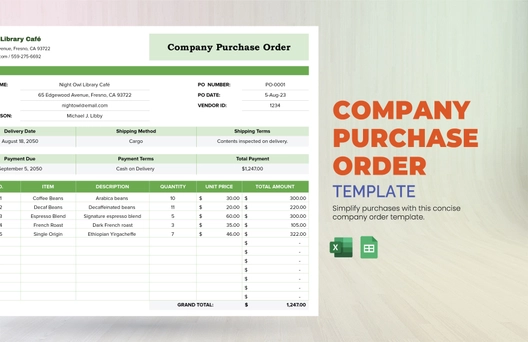 Company Purchase Order Template