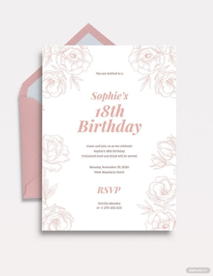 Girl 18th Birthday Invitation Template