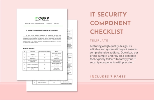 IT Security Component Checklist Template