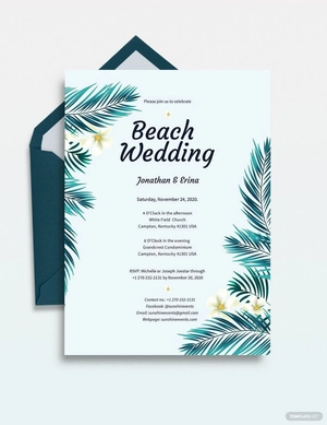 Beach Wedding Invitation Template