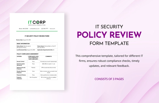 IT Security Policy Review Form Template