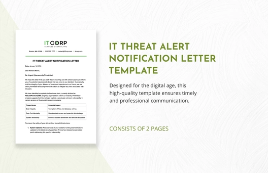IT Threat Alert Notification Letter Template