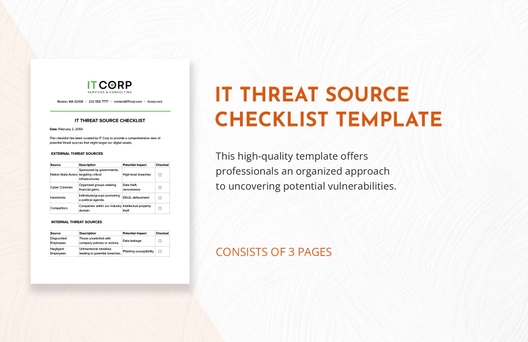 IT Threat Source Checklist Template
