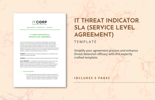 IT Threat Indicator SLA (Service Level Agreement) Template