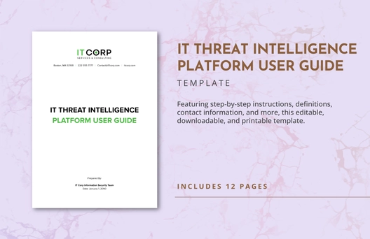 IT Threat Intelligence Platform User Guide Template