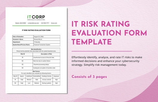 IT Risk Rating Evaluation Form Template