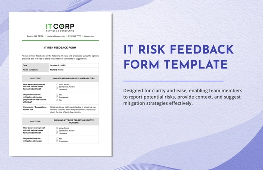 IT Risk Feedback Form Template