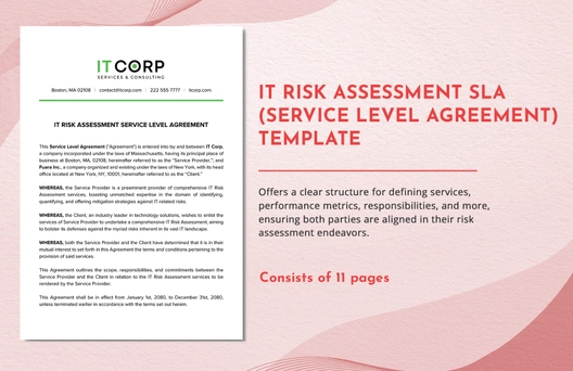 IT Risk Assessment SLA (Service Level Agreement) Template