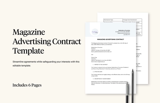 Magazine Advertising Contract Template