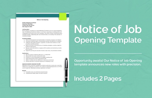 Notice of Job Opening Template