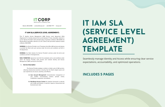 IT IAM SLA (Service Level Agreement) Template