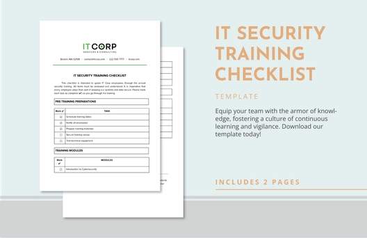 IT Security Training Checklist Template