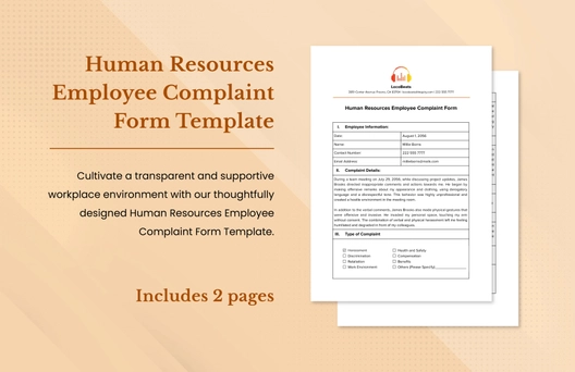 Human Resources Employee Complaint Form Template