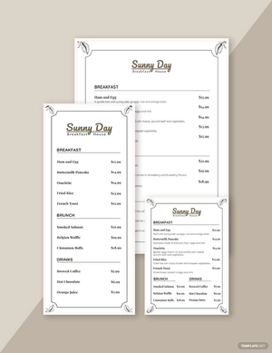 Vintage Breakfast Menu Template