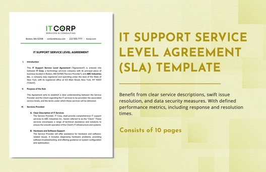 IT Support Service Level Agreement (SLA) Template
