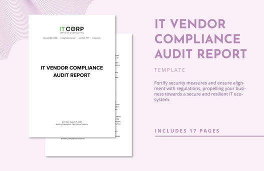 IT Vendor Compliance Audit Report Template IT Vendor Compliance Audit Report Template