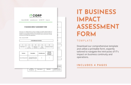 IT Business Impact Assessment Form Template
