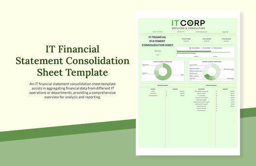 IT Financial Statement Consolidation Sheet Template IT Financial Statement Consolidation Sheet Template