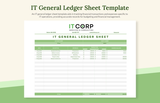 IT General Ledger Sheet Template