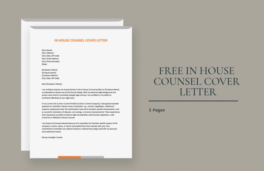 In House Counsel Cover Letter In House Counsel Cover Letter
