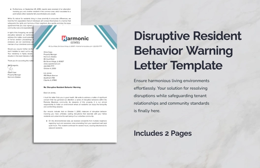 Disruptive Resident Behavior Warning Letter Template
