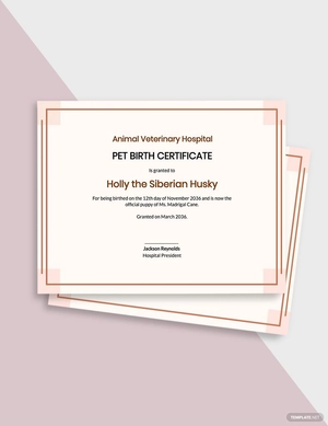 Puppy Birth Certificate Template