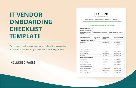 IT Vendor Onboarding Checklist Template