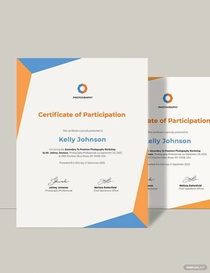 Creative Photography Participation Certificate Template