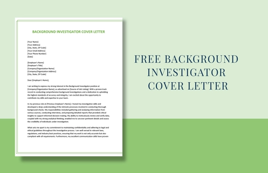 Background Investigator Cover Letter