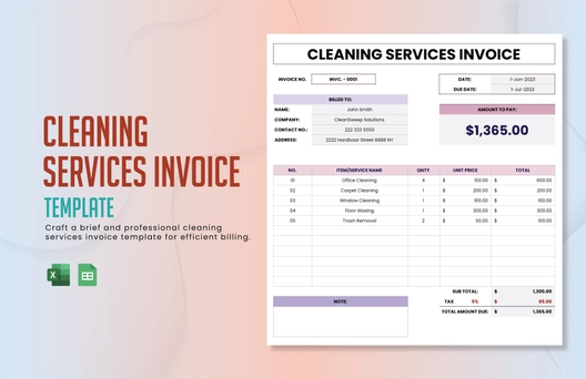 Cleaning Services Invoice Template