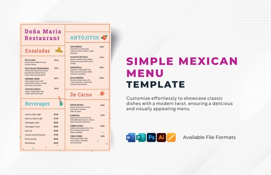 Simple Mexican Menu Template